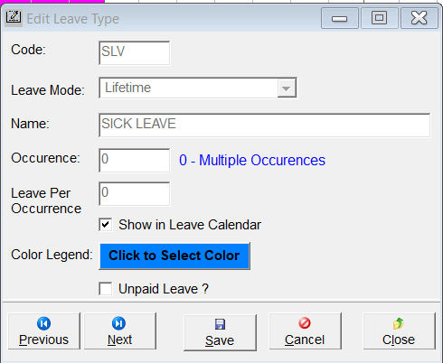 How to add a Leave Type and set leave color